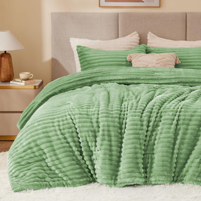 BEDELITE Fleece Queen Comforter Set, Fluffy Bed Set, Pink