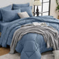 HEVUMYI 7-Piece Full Comforter Set, Dark Grey Bed in a Bag
