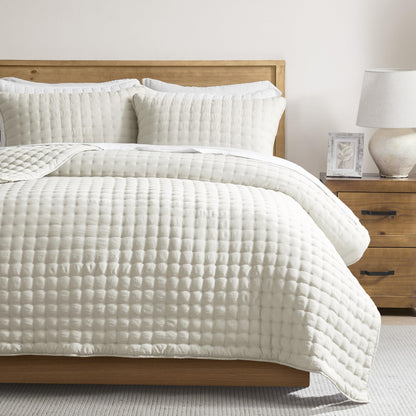 WDCOZY Cloud Soft Quilt Set, King Size, Light Beige, 3 Pieces 104x90 inches