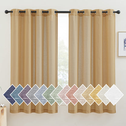 NICETOWN Semi Sheer Linen Ivory Curtains for Bedroom, W52xL84, 2 Panels