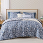 BLOOMHAVEN Queen Comforter Set-7 Pieces Blue Floral Bed in a Bag Queen