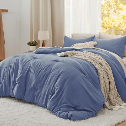 Bedsure Queen Comforter Set Prewashed Soft Bedding Set 3Pcs White 90"x90"