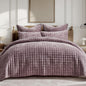 RECYCO Channel Box Stitch Velvet Quilt Set, King Size, Beige
