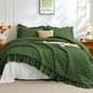 JOLLYVOGUE White Comforters Queen Size, 3 Pieces Ruffle Seersucker Queen Comforter Set for All Season, Lightweight Soft Shabby Chic Bedding Sets for Women（1 Comforter, 2 Pillowshams）