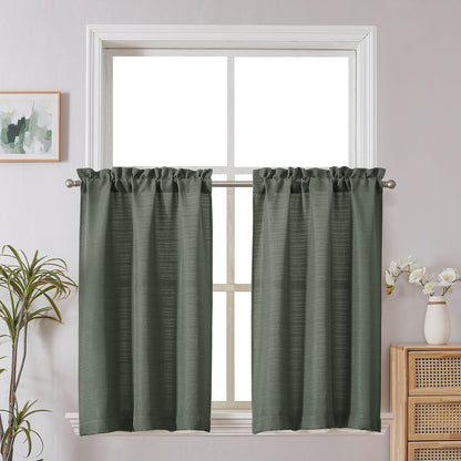 Chyhomenyc 2 Panels White Kitchen Curtains 36 Inch Length Tier Curtain