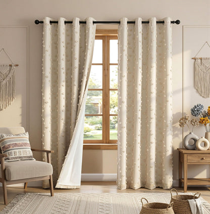 MYSKY HOME Kids Blackout Curtains for Boys Bedroom 84 Inch Long 100% Light Blocking Cute Curtains for Playing Room 2 Panels Grommet Nursery Drapes with Rainbow Pom Pom Sheer 2 Layered 50W x 84L
