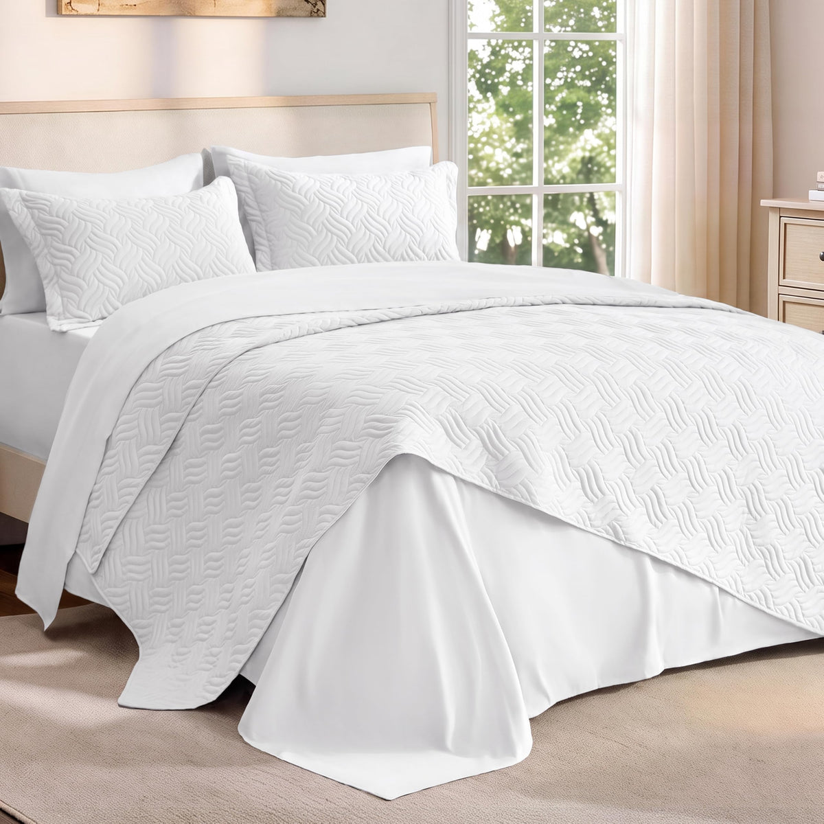 Love's cabin Quilts for Queen Bed Blue Bedspreads - Soft Bed Summer Lightweight Bedspread Comforter - Modern Style Coin Pattern Coverlet for All Season - 3 Pieces (1 Quilt, 2 Pillow Shams)