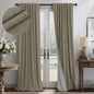 100% Blackout Curtains 84 Inch Length 2 Panels Set Neutral Boho Linen Farmhouse for Bedroom Windows Living Room Darkening Thermal Insulated Drapes Natural Cream Ivory 7ft Long Back Tab Pleated Pocket