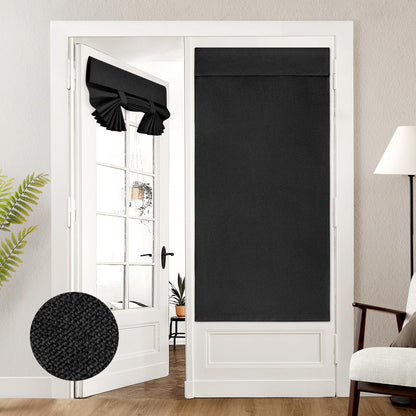 HOMEIDEAS 100% Blackout Linen Door Curtains for French Door 26x68 Inch