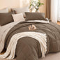 MUXHOMO Queen Comforter Set with Sheets Brown - 7 Pieces Bed in a Bag