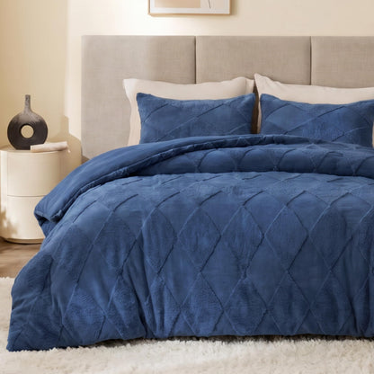 EXQ Home Fluffy Comforter Set Queen Size,3 Pieces Bed Set,Black
