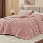 BEDELITE Fluffy Queen Comforter Set, Dark Grey Fleece Bed Set 3 Pieces