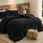 Bedsure Large Queen Fluffy Comforter Set, Cozy Fleece Cream White Bedding