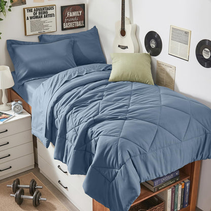 HEVUMYI 7-Piece Full Comforter Set, Dark Grey Bed in a Bag