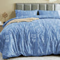 MUXHOMO Duvet Cover King Size, 3-Piece Floral Grey-Blue Bedding Set