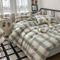 LifeTB Queen Comforter Set Fluffy Plaid Checkered Pattern Modern Style Geometric Comforter with 2 Pillow Shams Grid Plaid Bedding Comforter for Boys Men All Season Queen Size Bed Comforter Set