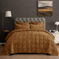 PHF Diamond Pattern Luxury Velvet Quilt Set Queen Size, Sand