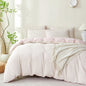 Comforter Queen Set Grid Black 100% Soft Washed Microfiber Jacquard 3 Pieces Grid Bedding Sets Grey White Comforter Queen for All Seasons and 2 Pillowcases Comfort Breathable