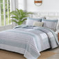 WONGS BEDDING Grey Queen Size Quilt Set, Boho Striped Bedspread