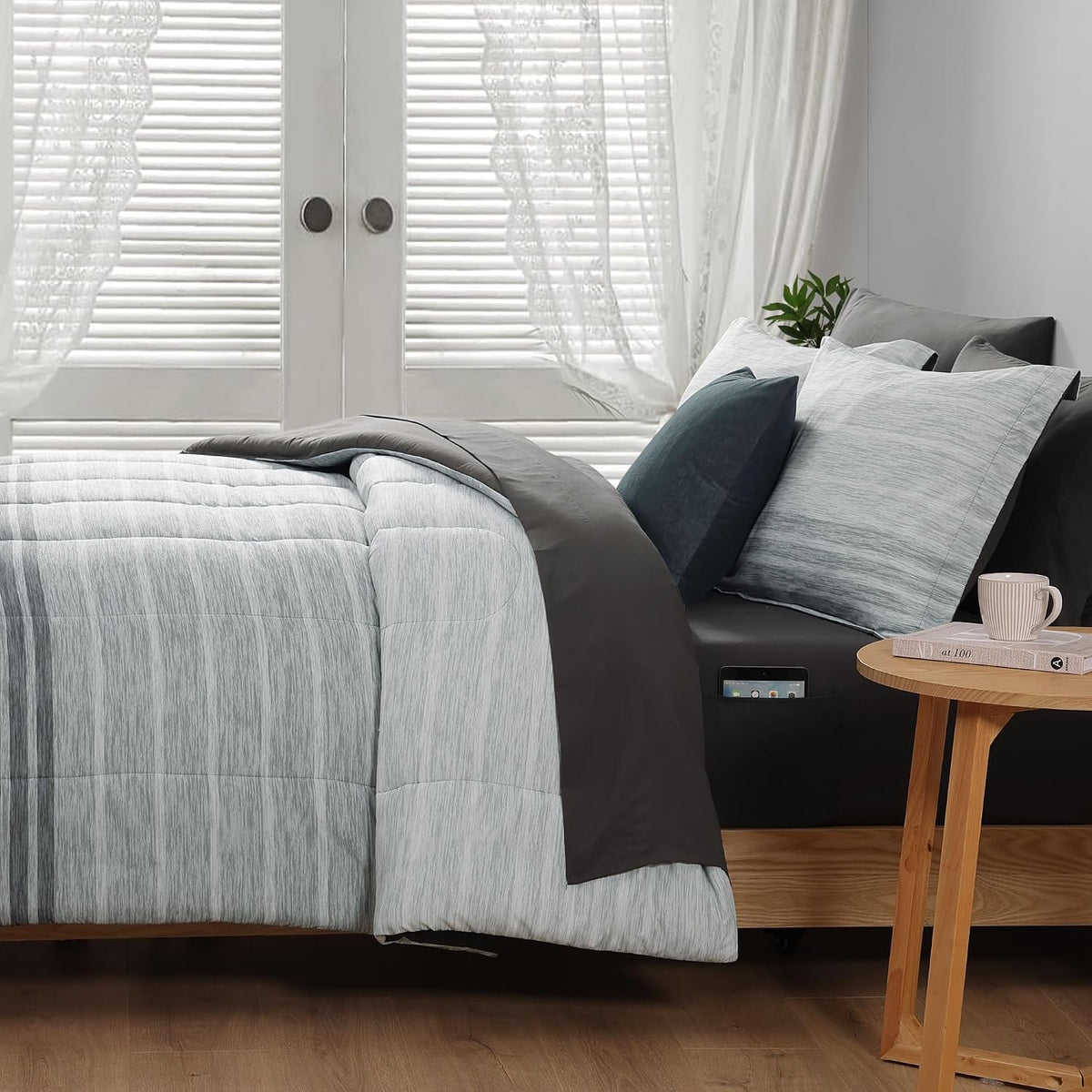 Monbix Full Size Comforter Sets - 7 Pieces Bed in a Bag Full Bedding Set