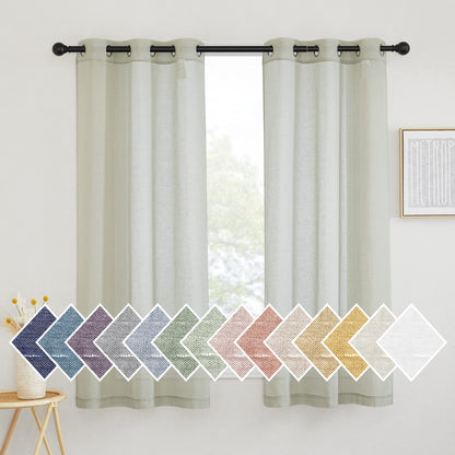 NICETOWN Semi Sheer Linen Ivory Curtains for Bedroom, W52xL84, 2 Panels