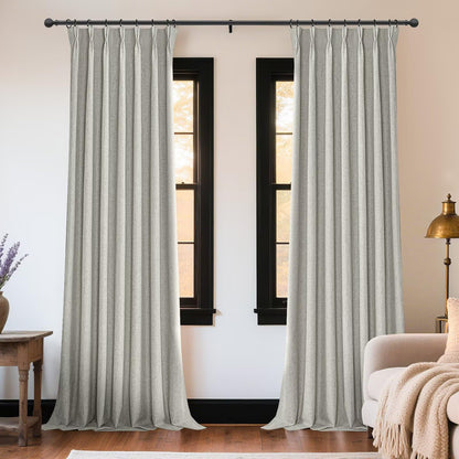 Joydeco Linen Curtains 96 inch Length 2 Panel Set, Light Filtering Curtain for Living Room Bedroom, 52 inch Wide Drapes with Rod Pocket Back Tab (96" Lx52 W, Ivory on Linen)