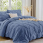 Sasttie Full Size Comforter Set, 7-Piece Bed in a Bag Double, Pintuck Bedding Set for All Season, Includes Comforter, Flat Sheet, Fitted Sheet, Pillowcases and Pillowshams, Beige