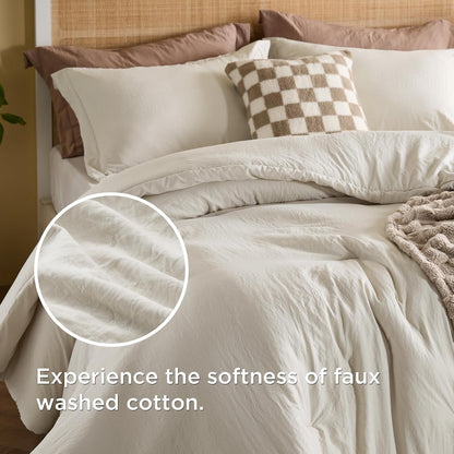 Bedsure Queen Bedding Set -5 Pieces Boho Comforter Sets Queen Size with Checkered Throw Blanket, Decorative Pillow, Lightwight Bedding for All Season, Fluffy Soft Bedding Set, Linen Beige Brown