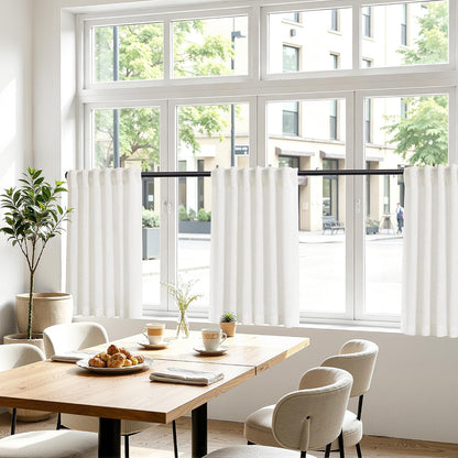 Nanspring Linen Kitchen Window Curtains Over Sink for Cafe 36x36 Inch Cream
