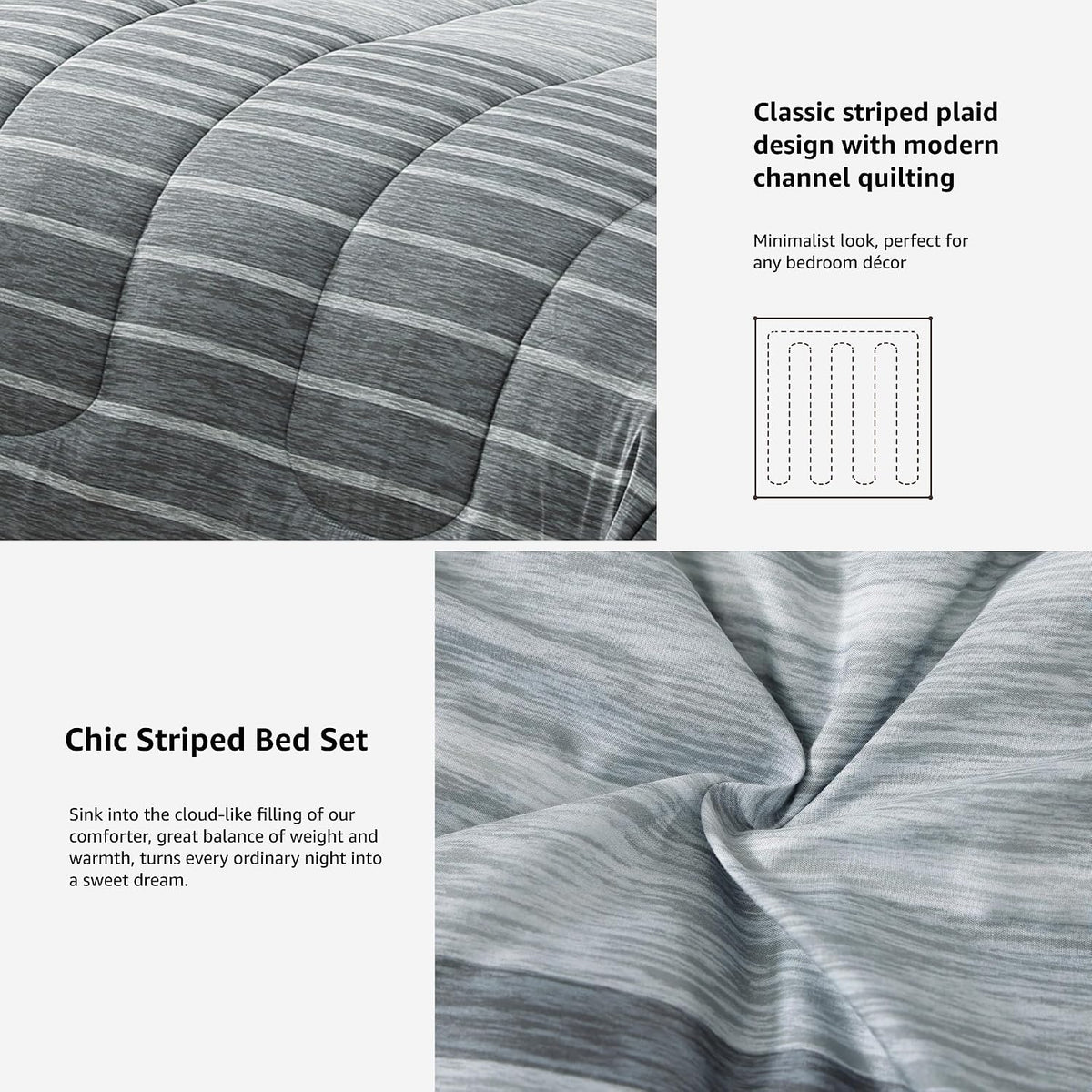 Monbix Full Size Comforter Sets - 7 Pieces Bed in a Bag Full Bedding Set