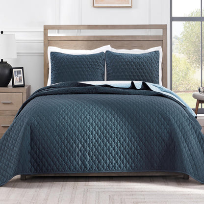 Exclusivo Mezcla Reversible Full Queen Quilt Bedding Set, Grey