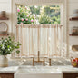 jinchan Linen Striped Tier Curtains for Kitchen Windows Green 26 x 24 inch