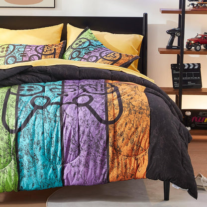 SLEEP ZONE Comforter Set Bed in A Bag, 7 Pieces Girls, Cattoon Pattern for Kids, Toddlers, Teens, Ultra Soft and Washable (Garden Secret,Full/Queen)