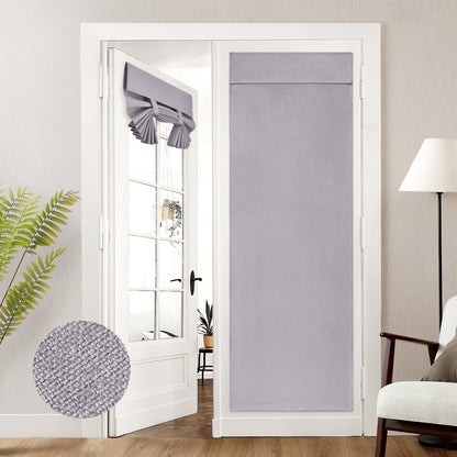 HOMEIDEAS 100% Blackout Linen Door Curtains for French Door 26x68 Inch