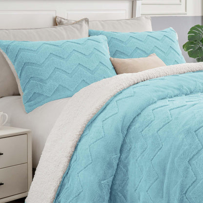 BEDELITE Fluffy Sherpa Queen Comforter Set,Grey
