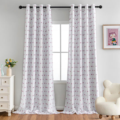 MYSKY HOME Kids Blackout Curtains for Boys Bedroom 84 Inch Long 100% Light Blocking Cute Curtains for Playing Room 2 Panels Grommet Nursery Drapes with Rainbow Pom Pom Sheer 2 Layered 50W x 84L