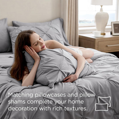Bedsure 7-Piece King Size Comforter Set & Sheets, Grey King Bedding