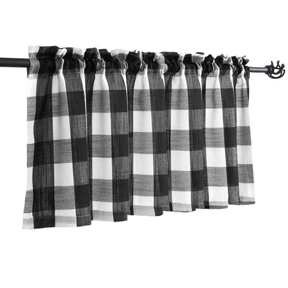 Taupe White Check Kitchen Tier Curtains for Basement Laundry 27x36 2pcs