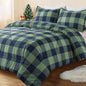 Andency Tan Gingham Comforter Set Twin, Brown Checkered Grid Plaid Bedding