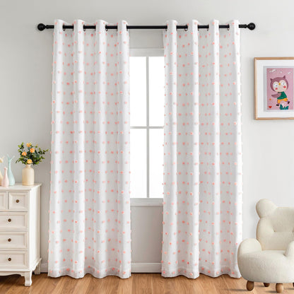 MYSKY HOME Kids Blackout Curtains for Boys Bedroom 84 Inch Long 100% Light Blocking Cute Curtains for Playing Room 2 Panels Grommet Nursery Drapes with Rainbow Pom Pom Sheer 2 Layered 50W x 84L