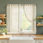 jinchan Beige Floral Linen Kitchen Tier Curtains 50x45 Inch 2 Panels