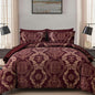 WONGS BEDDING Black Comforter Set Queen Size, Gold Damask Texture 7 Pieces Bed in a Bag Microfiber Comforter Bedding Sets -1 Comforter, 1 Flat Sheet, 1 Fitted Sheet, 2 Pillow Shams, 2 Pillowcases