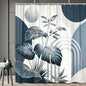 Bondjos Abstract Geometric Botanical Shower Curtain Mid Century Boho Tropical Gold Geometric Monstera Leaf Modern Minimalist Bathroom Curtain Modern Aesthetic Bath Accessories Art Home Decor