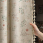 Boho Floral 100% Blackout Curtains 84 Inch 2 Panels Linen Texture