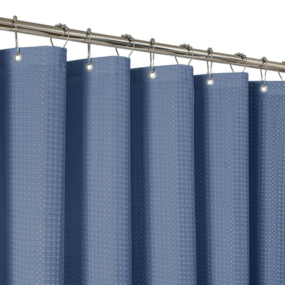 2-in-1 Waterproof Fabric Shower Curtain - No Separate Liner Needed, Hotel-Style Waffle Weave, Effortless Cleaning & Washable Bathroom Shower Curtain Set,72Wx72H,White
