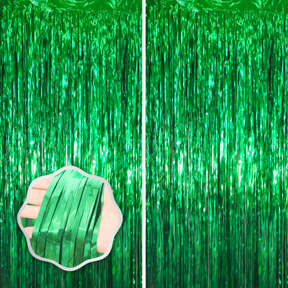 Voircoloria Laser Pink Foil Fringe Backdrop Curtains,3.3x6.6ft, 2 Pack