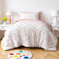 Amazon Basics Kids' Pink Bedding Set, 5-Piece Jacquard Bed-in-a-Bag with Comforter, Fitted Sheet, Flat Sheet, Pillowcase, Pillow Sham, Deep Pocket 16", All-Season, Pink Tufted, Twin