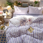 LifeTB Queen Comforter Set Fluffy Plaid Checkered Pattern Modern Style Geometric Comforter with 2 Pillow Shams Grid Plaid Bedding Comforter for Boys Men All Season Queen Size Bed Comforter Set