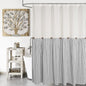 DOSLY IDÉES Farmhouse Shower Curtain,Beige and Gray Stripe,Button Curtain,Linen and Cotton Woven Fabric,Rustic Charm Country Chic Style,72x72 in