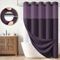 BTTN Cream Ringless Linen Textured Shower Curtain with Snap in Liner, 72x75